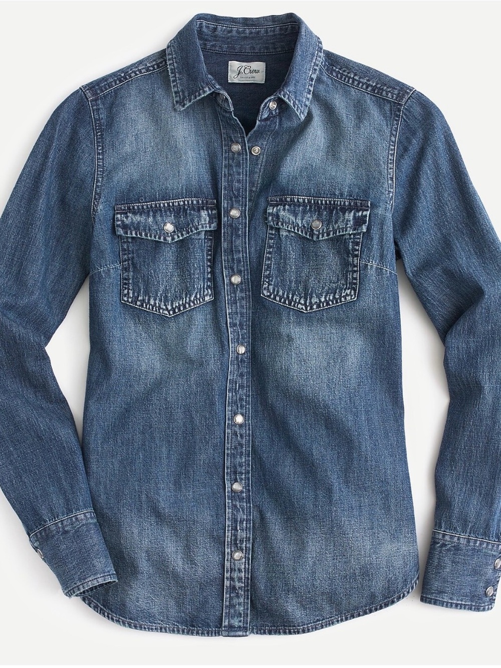 NWT - J.Crew Western Chambray Shirt in Vintage Indigo - Size 4